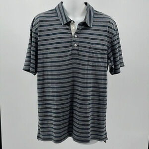 Billy Reid Striped Short Sleeve Polo Shirt - Size XXL